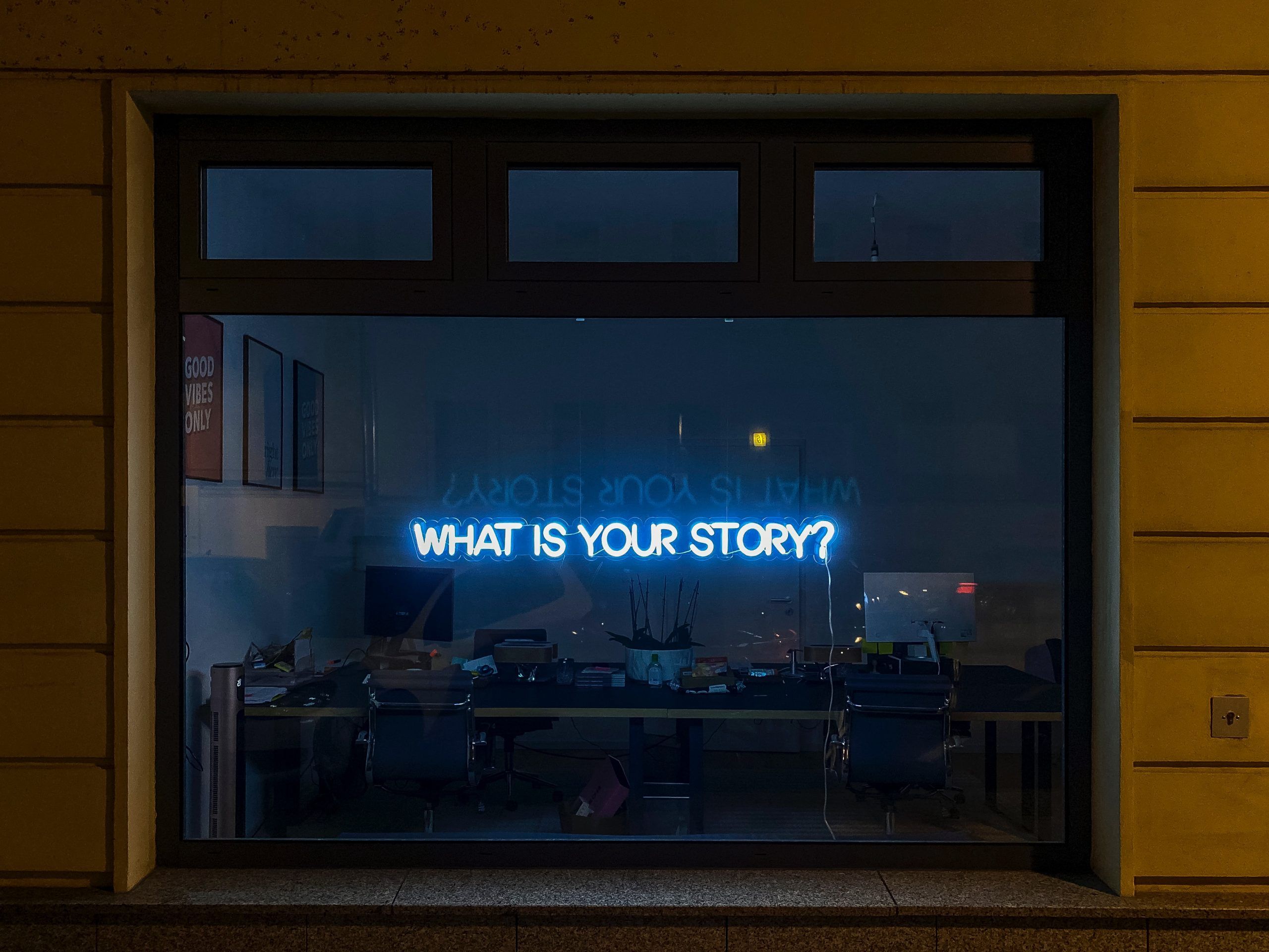 What is your story? neon sign